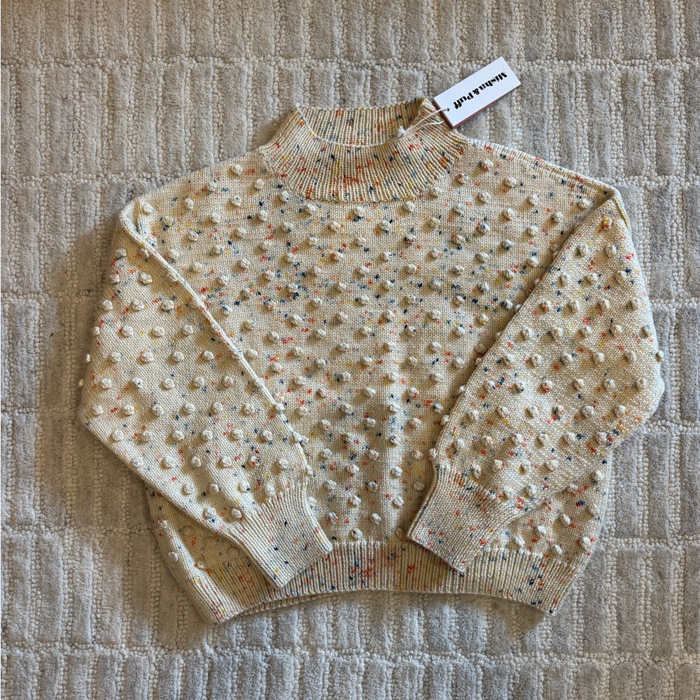 Misha and Puff Classic Popcorn Pullover in Primary Confetti, size XS